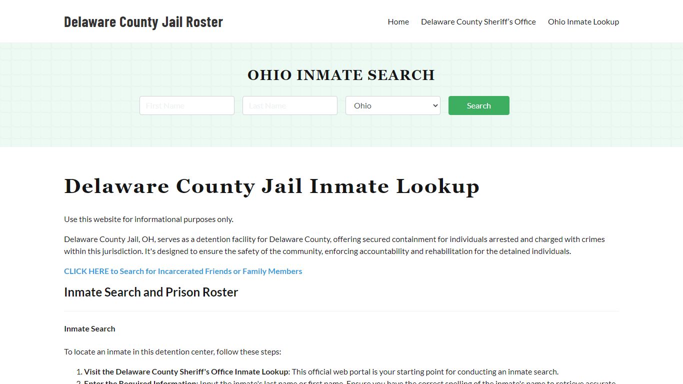 Delaware County Jail Roster Lookup, OH, Inmate Search